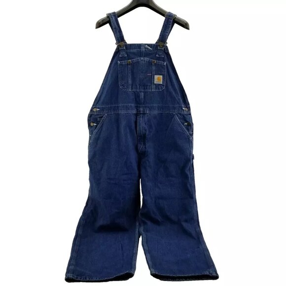 Carhartt Men's Denim Bib Overalls Size 42 x28 Carpenter Blue Jeans R07 DST
